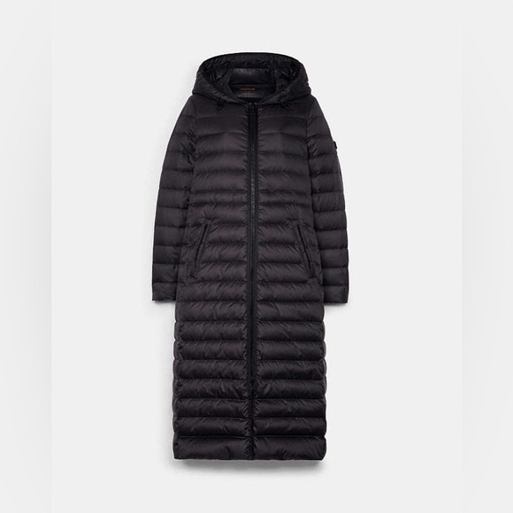 COACH Women’s NEW Long Down Coat With Hood In Black Size L $798 Warm Lightweight - Picture 16 of 16